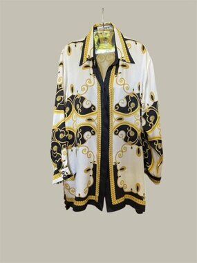 Elegant Couture Style 100% Silk Blouse Long Sleeve Women’s Boho New Large